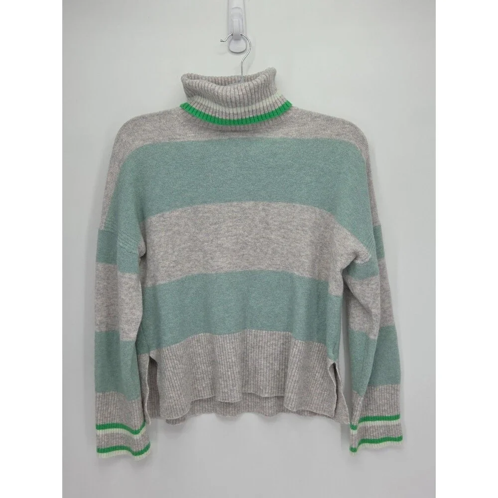J Crew Womens Striped Supersoft Turtleneck Sweater Merino Alpaca Blend Small